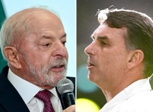 Lula e Flávio Bolsonaro disputarão o segundo turndo — Foto: Mauro Pimentel/AFP e Evaristo Sá...