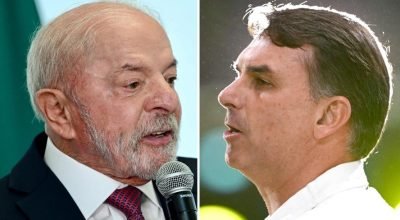 Lula e Flávio Bolsonaro disputarão o segundo turndo — Foto: Mauro Pimentel/AFP e Evaristo Sá...