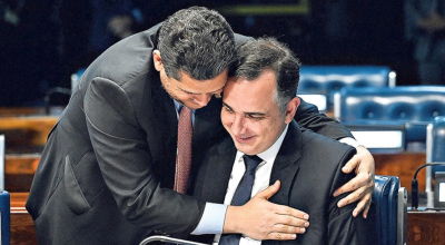 Davi Alcolumbre e Rodrigo Pacheco no Senado Federal — Foto: Carlos Moura/Agência Senado