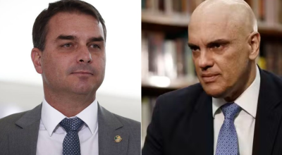 Flávio Bolsonaro e Alexandre de Moraes — Foto: Pablo Jacob e Cristiano Mariz