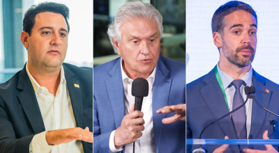 Os governadores do Paraná, Ratinho Jr.; de Goiás, Ronaldo Caiado; e do Rio Grande do Sul, Eduar...