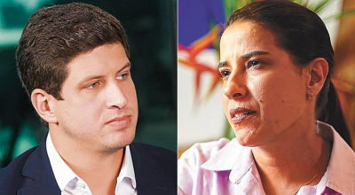 O ex-prefeito João Campos e a governadora Raquel Lyra — Foto: Júlia Aguiar/1-8-2025 e Diego N...