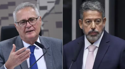 O senador Renan Calheiros (MDB) e o presidente da Câmara, Arthur Lira (PP) — Foto: Edilson Rod...