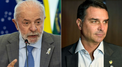 O presidente Lula e o senador Flávio Bolsonaro — Foto: Arquivo O GLOBO