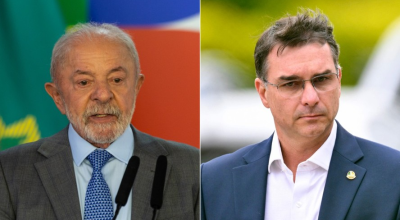 O presidente Lula e o senador Flávio Bolsonaro — Foto: Arquivo O GLOBO