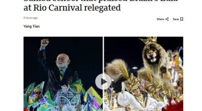 BBC destaca rebaixamento de escola de samba que homenageou Lula — Foto: Reprodução