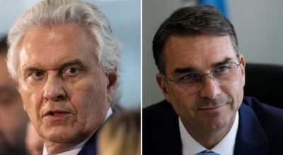 Ronaldo Caiado e Flávio Bolsonaro — Foto: Brenno Carvalho/Agência O Globo