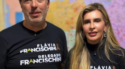 Fernando Francischini e Flávia Francischini fazem campanha conjunta no Paraná — Foto: Reprodu...