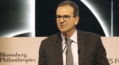 O prefeito do Rio de Janeiro, Eduardo Paes, no Fórum de Líderes Locais do C40 Cities — Foto: ...