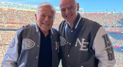 1 de 1 Imagem colorida de Gianni Infantino no Super Bowl LX - Foto: Reprodução / Instagram