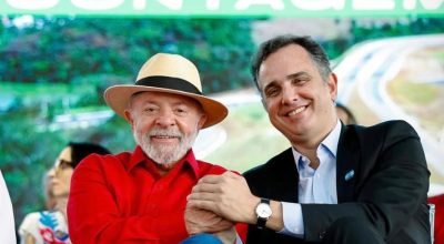 Presidente Lula e senador Rodrigo Pacheco em agenda de anúncios de obras do novo PAC em Contagem...